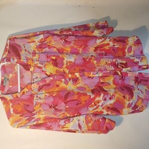 Figuroa&Flower Women's Floral VNeck Pullover Blouse Size 1X Multicolored